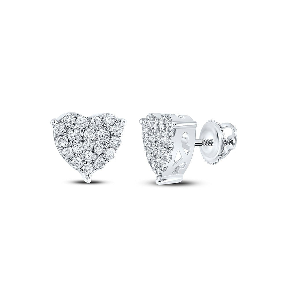 Captivating Romance: 10kt White Gold Heart - Shaped Diamond Earrings - Splendid Jewellery