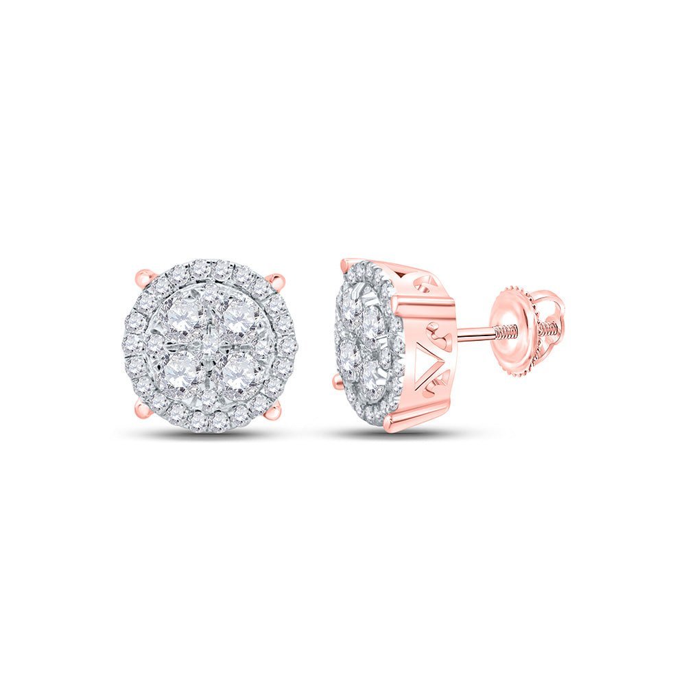 Captivating Rose Gold Diamond Circle Cluster Earrings - Splendid Jewellery