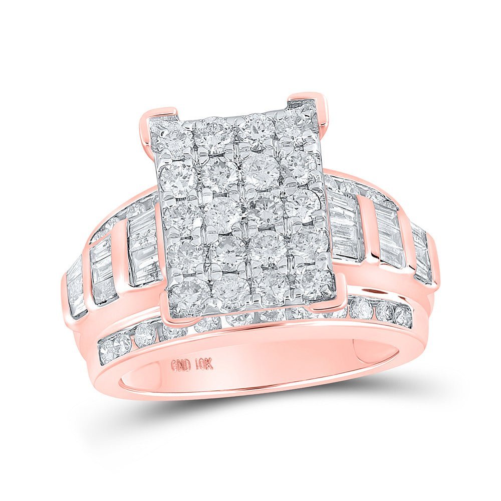 Captivating Rose Gold Diamond Cluster Bridal Ring - 2 Cttw - Splendid Jewellery