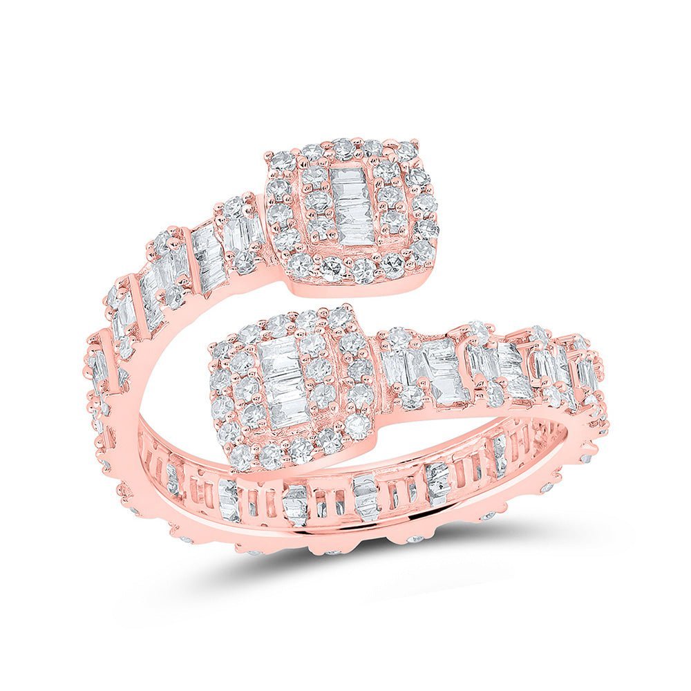 Captivating Rose Gold Diamond Cushion Cuff Band Ring - Splendid Jewellery