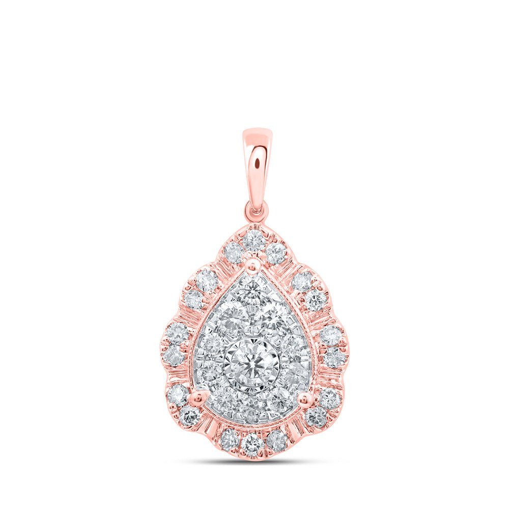 Captivating Rose Gold Diamond Teardrop Cluster Pendant - Splendid Jewellery