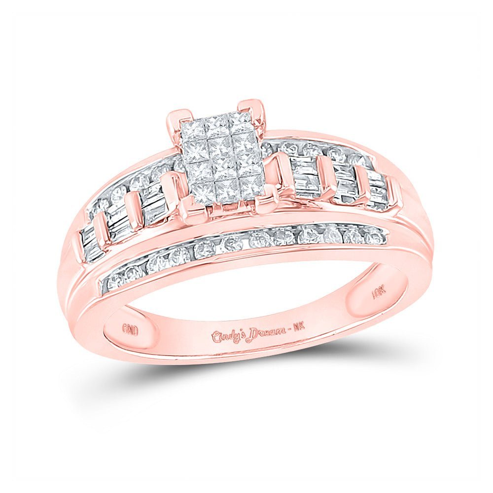 Captivating Rose Gold Princess Diamond Cluster Bridal Wedding Ring - Splendid Jewellery