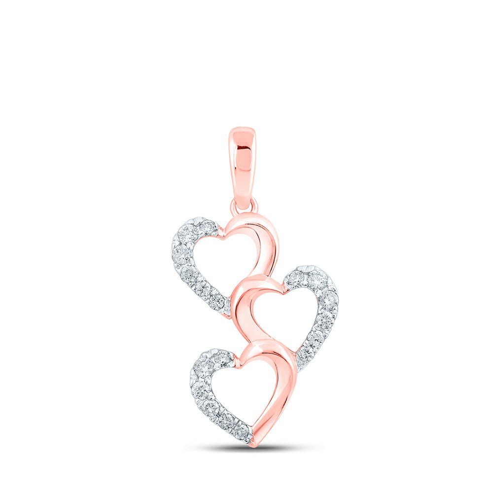 Captivating Rose Gold Triple Heart Diamond Pendant - Splendid Jewellery
