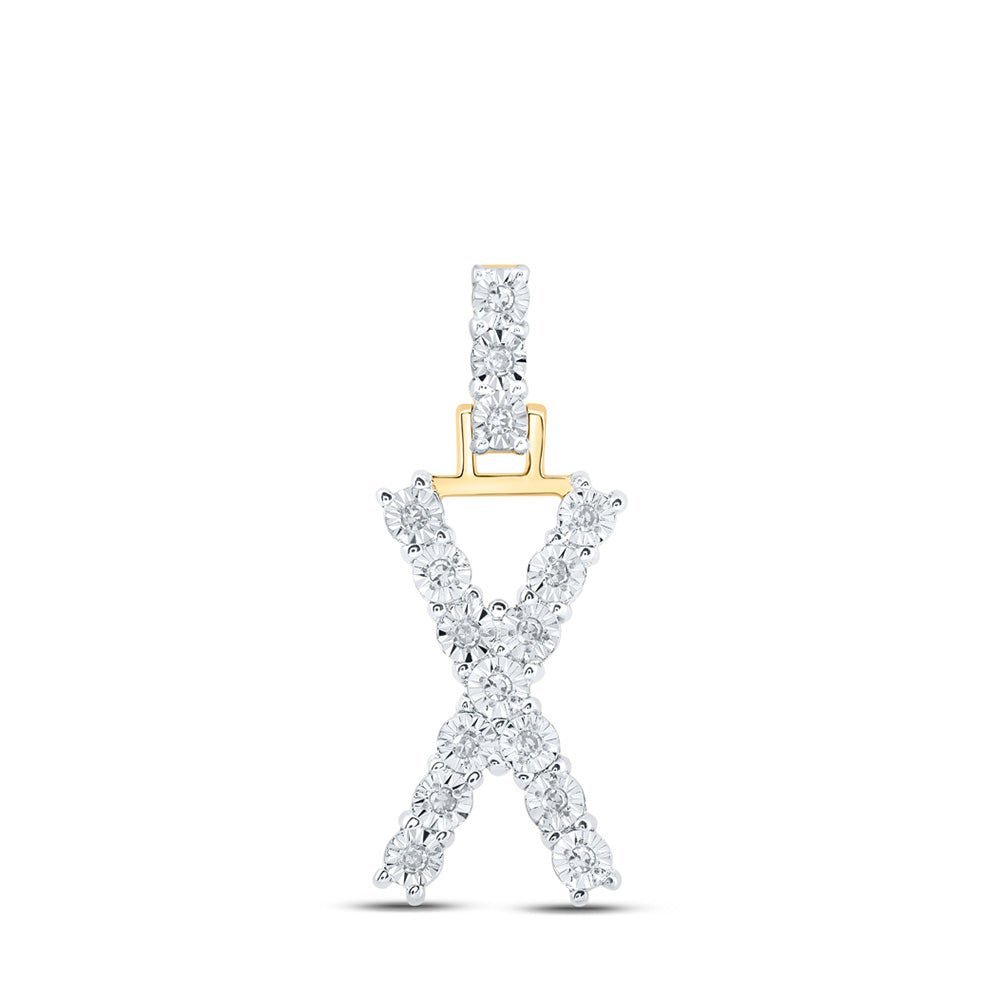 Captivating Round Diamond Initial Pendant in 10kt Yellow Gold - Splendid Jewellery