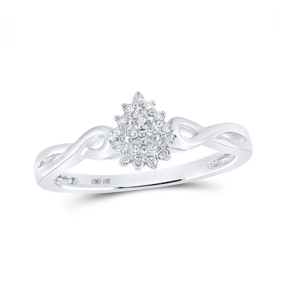 Captivating Teardrop Cluster Diamond Ring in 10kt White Gold - Splendid Jewellery