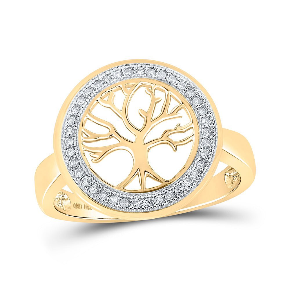 Captivating "Tree of Life Brilliance" 10kt Yellow Gold Diamond Fashion Ring - Splendid Jewellery