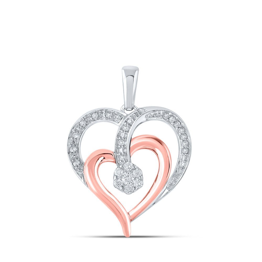 Captivating Two - Tone Diamond Heart Pendant - Splendid Jewellery