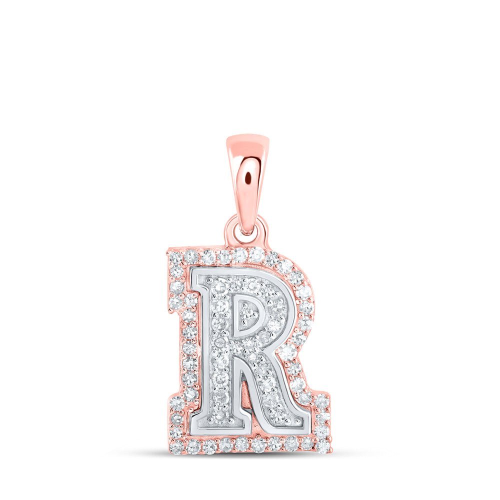 Captivating Two - tone Gold Diamond Initial Pendant - Personalized Letter Necklace with 1/5 Cttw Diamonds - Splendid Jewellery