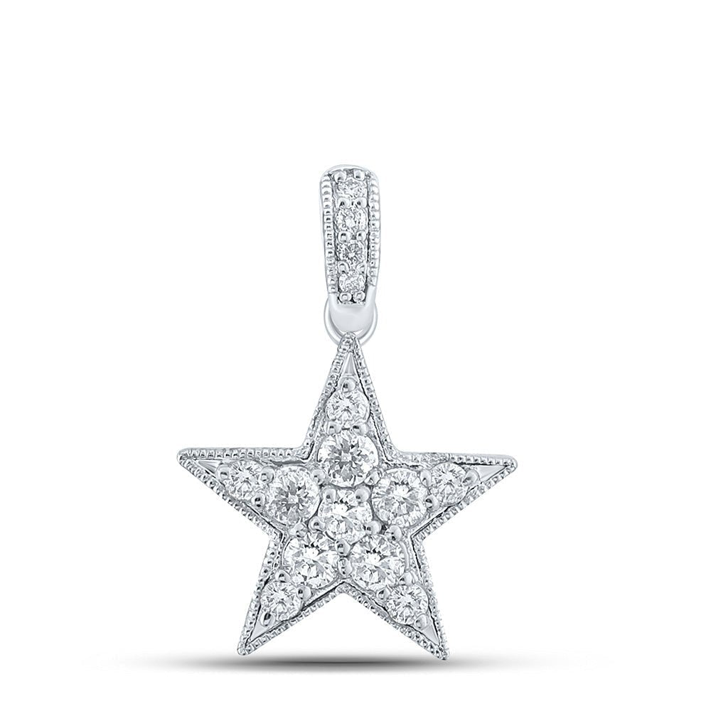 Celestial Brilliance: 10kt White Gold Diamond Star Pendant - Splendid Jewellery