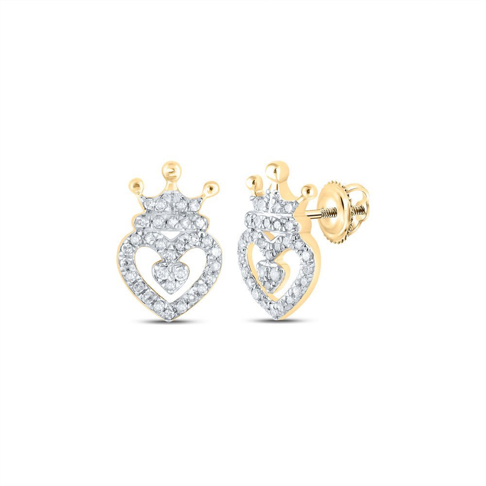 Crown of Hearts: 10kt Yellow Gold Diamond Earrings - Splendid Jewellery