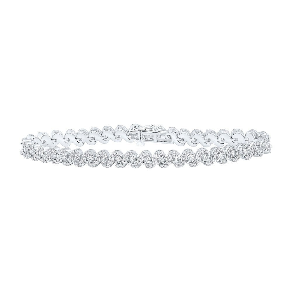 Dazzling 10kt White Gold Round Diamond Fashion Bracelet - 3 - 1/3 Cttw - Splendid Jewellery