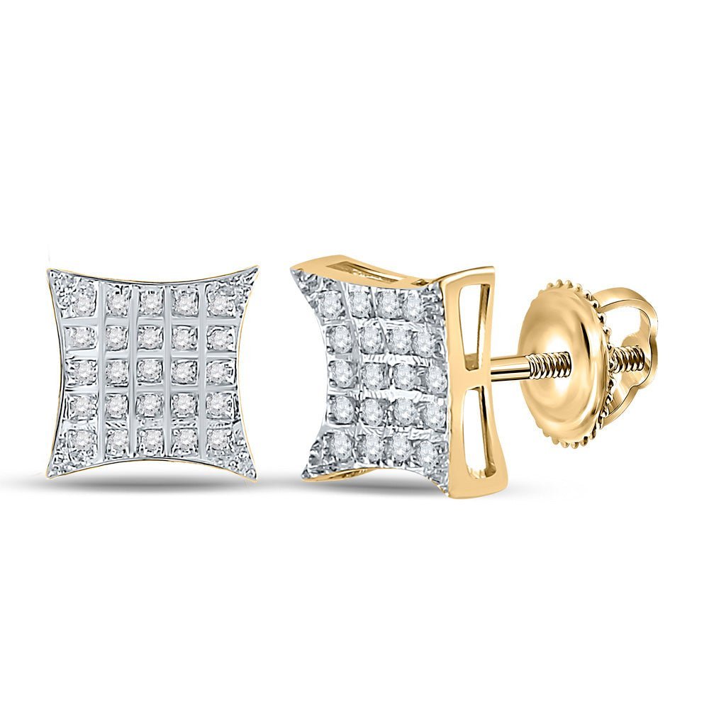 Dazzling 10kt Yellow Gold Diamond Kite Square Earrings - Splendid Jewellery