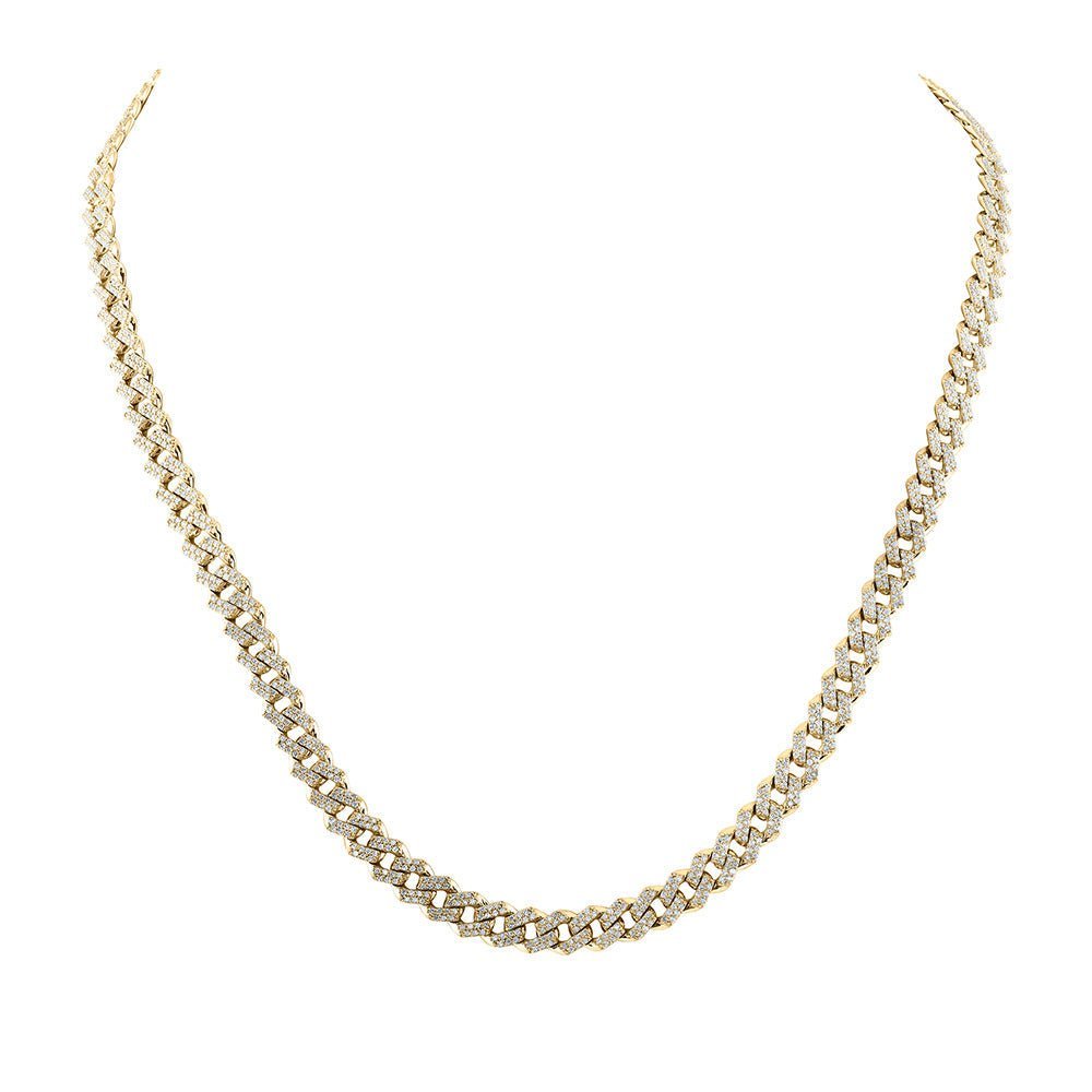 Dazzling 10kt Yellow Gold Men's Round Diamond Cuban Link Necklace - 4 - 3/4 Cttw - Splendid Jewellery