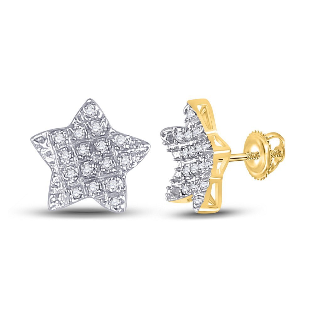 Dazzling 10kt Yellow Gold Men's Round Diamond Star Earrings - 1/10 Cttw - Splendid Jewellery