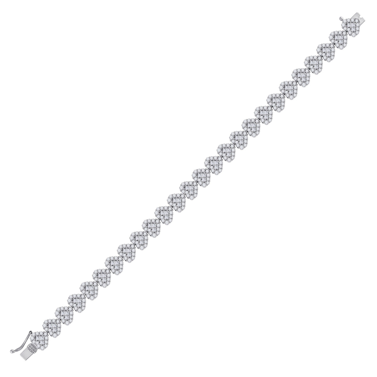 Dazzling 14kt White Gold Diamond Heart Tennis Bracelet - 6 - 3/8 Cttw - Splendid Jewellery