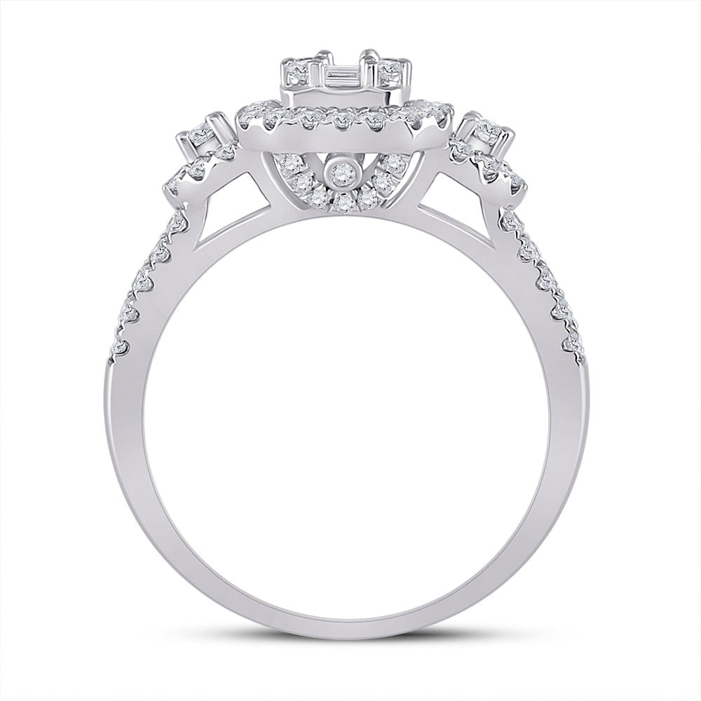 Dazzling Baguette Diamond Cluster Ring | 14kt White Gold Women's Square Cluster Ring 3/4 Cttw | Splendid Jewellery - Splendid Jewellery
