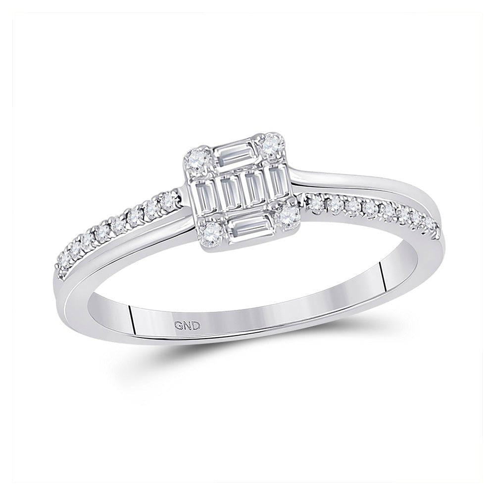 Dazzling Baguette Diamond Cluster Ring in 14kt White Gold - Splendid Jewellery