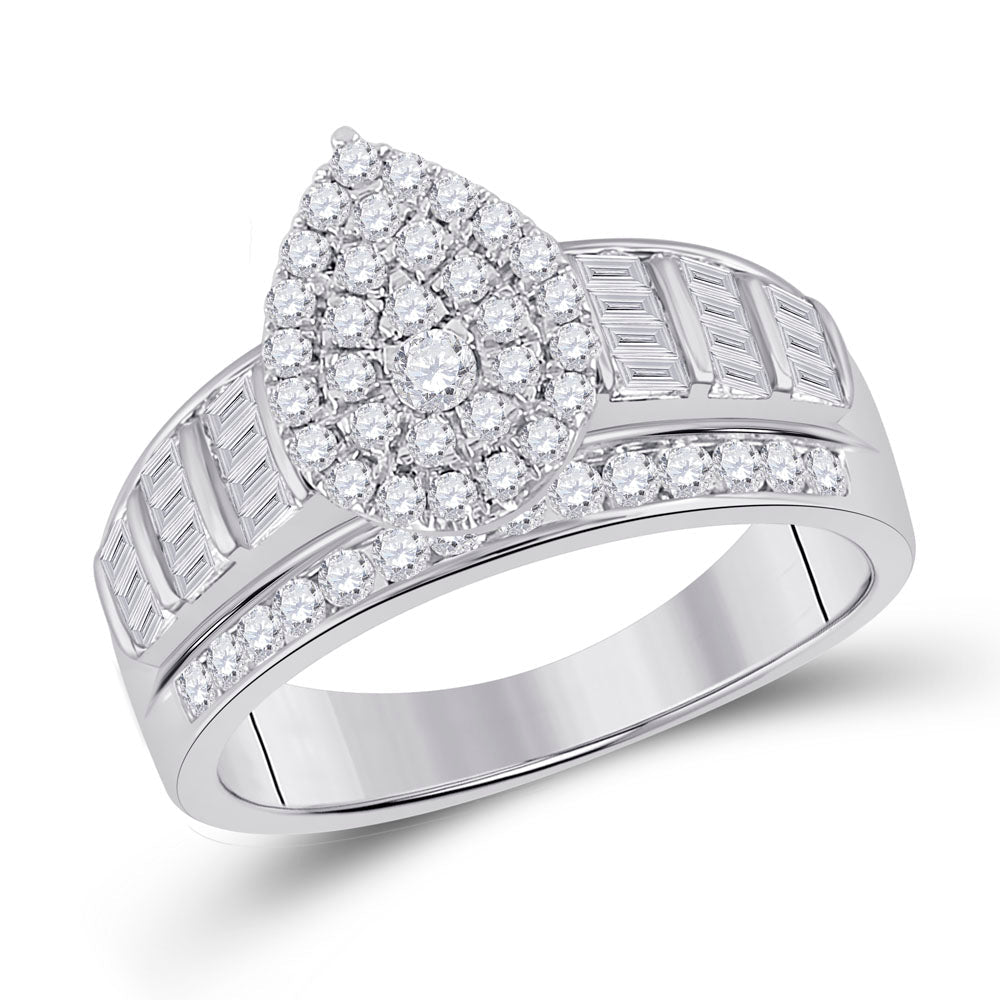 Dazzling Brilliance 10kt White Gold Baguette Diamond Cluster Bridal Wedding Engagement Ring - Splendid Jewellery
