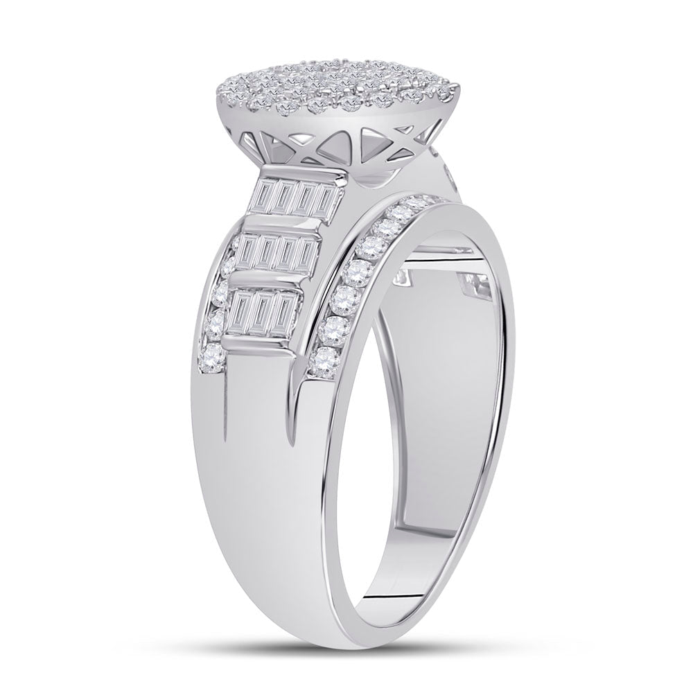 Dazzling Brilliance 10kt White Gold Baguette Diamond Cluster Bridal Wedding Engagement Ring - Splendid Jewellery