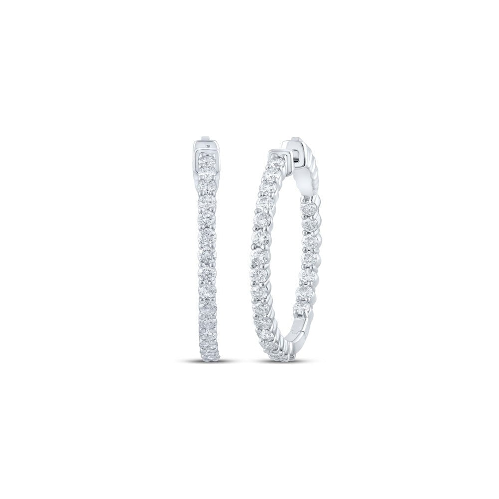 Dazzling Brilliance: 10kt White Gold Diamond Sparkle Hoop Earrings - Splendid Jewellery
