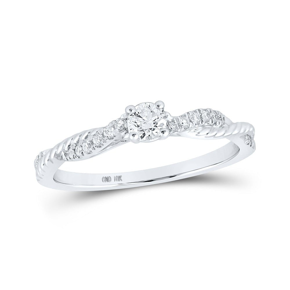 Dazzling Brilliance: 10kt White Gold Round Diamond Solitaire Fashion Ring - Splendid Jewellery