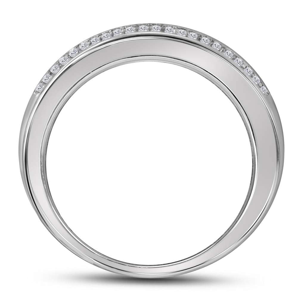 Dazzling Brilliance | 10kt White Gold Womens Round Diamond Pave Band Ring 1/2 Cttw - Splendid Jewellery