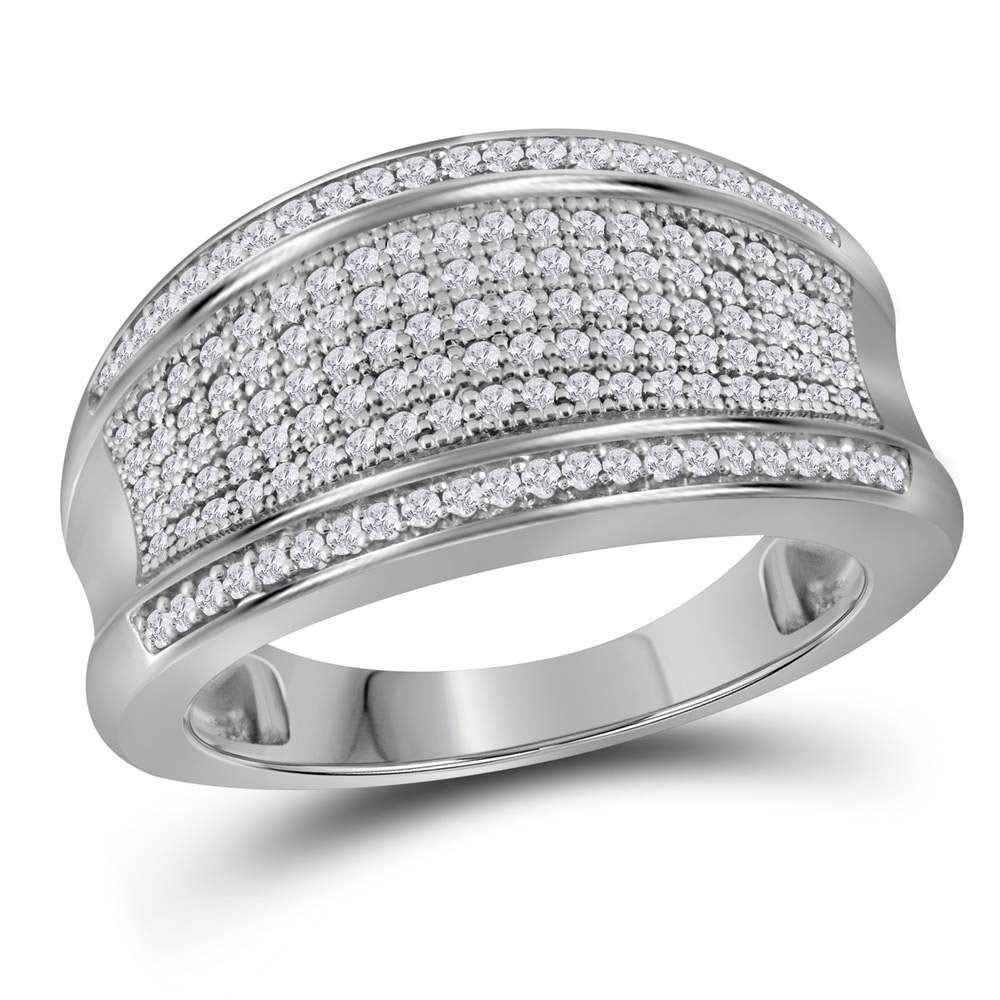Dazzling Brilliance | 10kt White Gold Womens Round Diamond Pave Band Ring 1/2 Cttw - Splendid Jewellery
