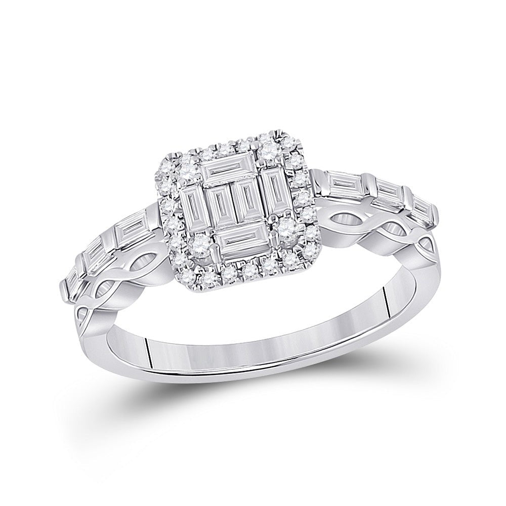 Dazzling Brilliance: 14kt White Gold Baguette Diamond Square Bridal Wedding Engagement Ring - Splendid Jewellery