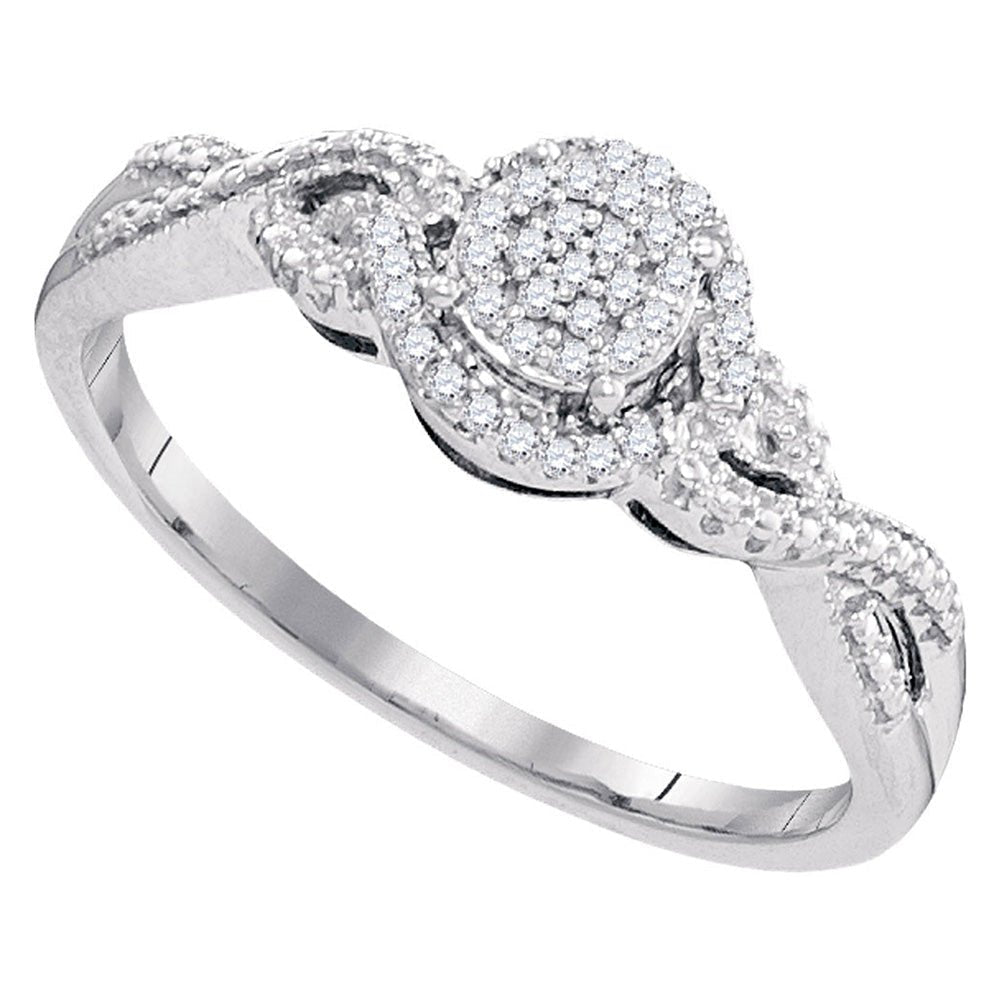 Dazzling Diamond Brilliance Ring | 10kt White Gold Womens Round Diamond Cluster Ring 1/10 Cttw - Splendid Jewellery