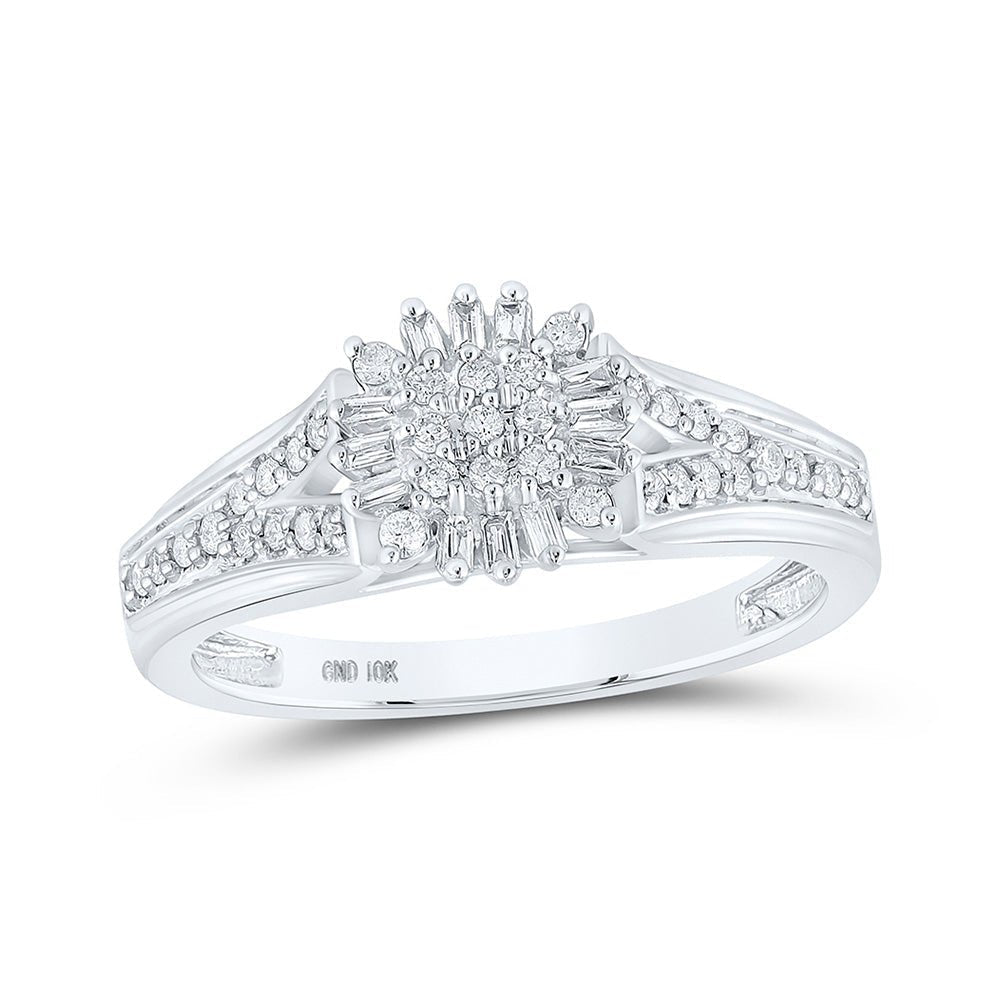 Dazzling Diamond Brilliance Ring | 10kt White Gold Womens Round Diamond Cluster Ring 1/4 Cttw - Splendid Jewellery