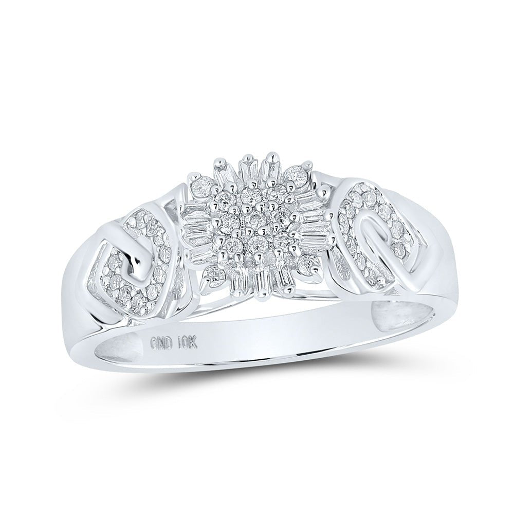 Dazzling Diamond Brilliance Ring | 10kt White Gold Womens Round Diamond Cluster Ring 1/5 Cttw - Splendid Jewellery