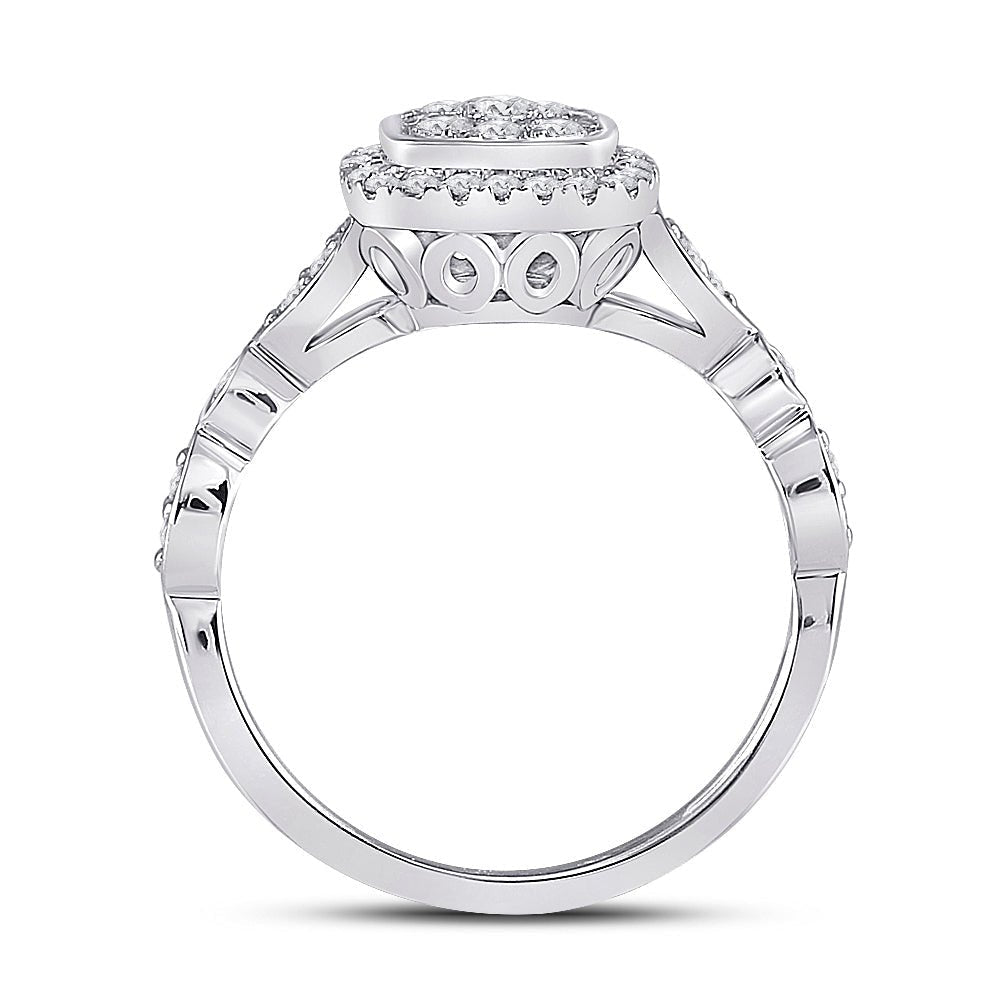 Dazzling Diamond Brilliance Ring | 14kt White Gold Womens Round Diamond Square Cluster Ring 1/2 Cttw - Splendid Jewellery