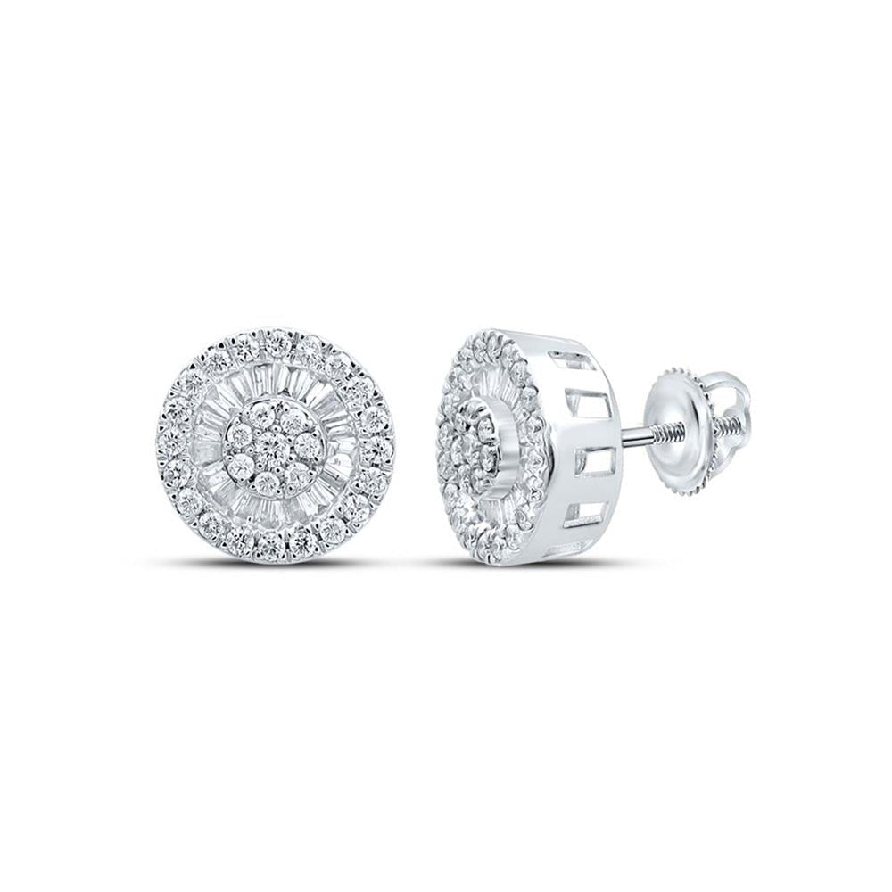Dazzling Diamond Cluster Circle Earrings in 10kt White Gold - Splendid Jewellery