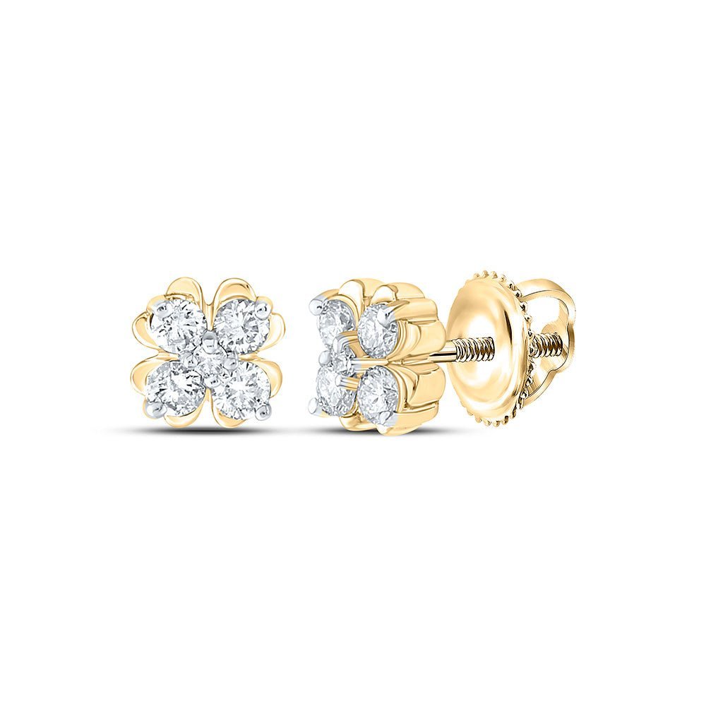 Dazzling Diamond Cluster Earrings in 10kt Yellow Gold - Splendid Jewellery