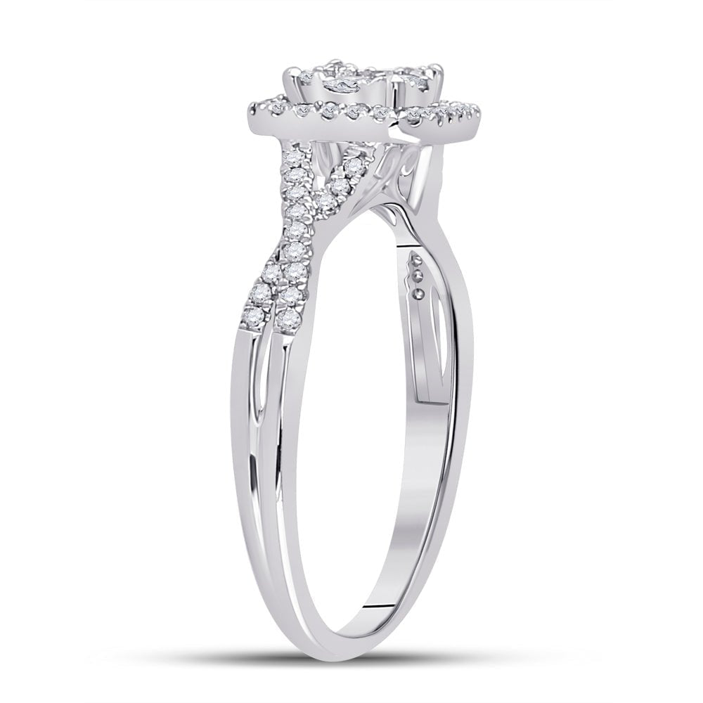 Dazzling Diamond Delight: 10kt White Gold Womens Round Diamond Square Cluster Ring 1/2 Cttw - Splendid Jewellery