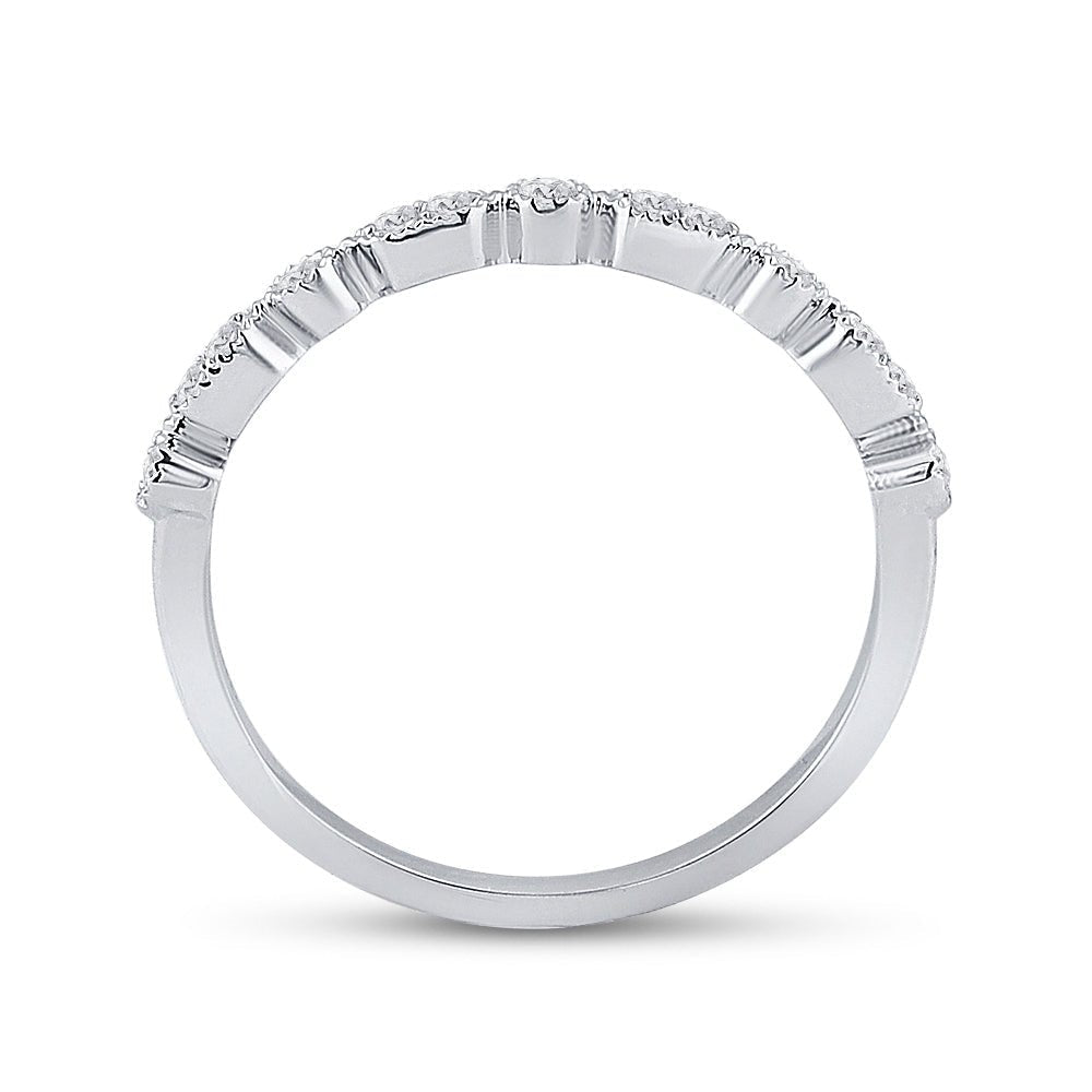 Dazzling Diamond Delight: 10kt White Gold Womens Round Diamond Stackable Band Ring 1/8 Cttw - Splendid Jewellery