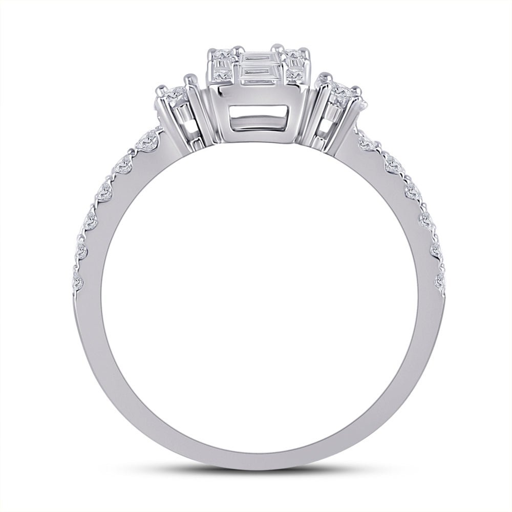 Dazzling Diamond Delight | 14kt White Gold Baguette Diamond Cluster Ring 5/8 Cttw | Splendid Jewellery - Splendid Jewellery