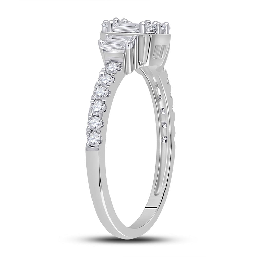 Dazzling Diamond Delight | 14kt White Gold Baguette Diamond Cluster Ring 5/8 Cttw | Splendid Jewellery - Splendid Jewellery