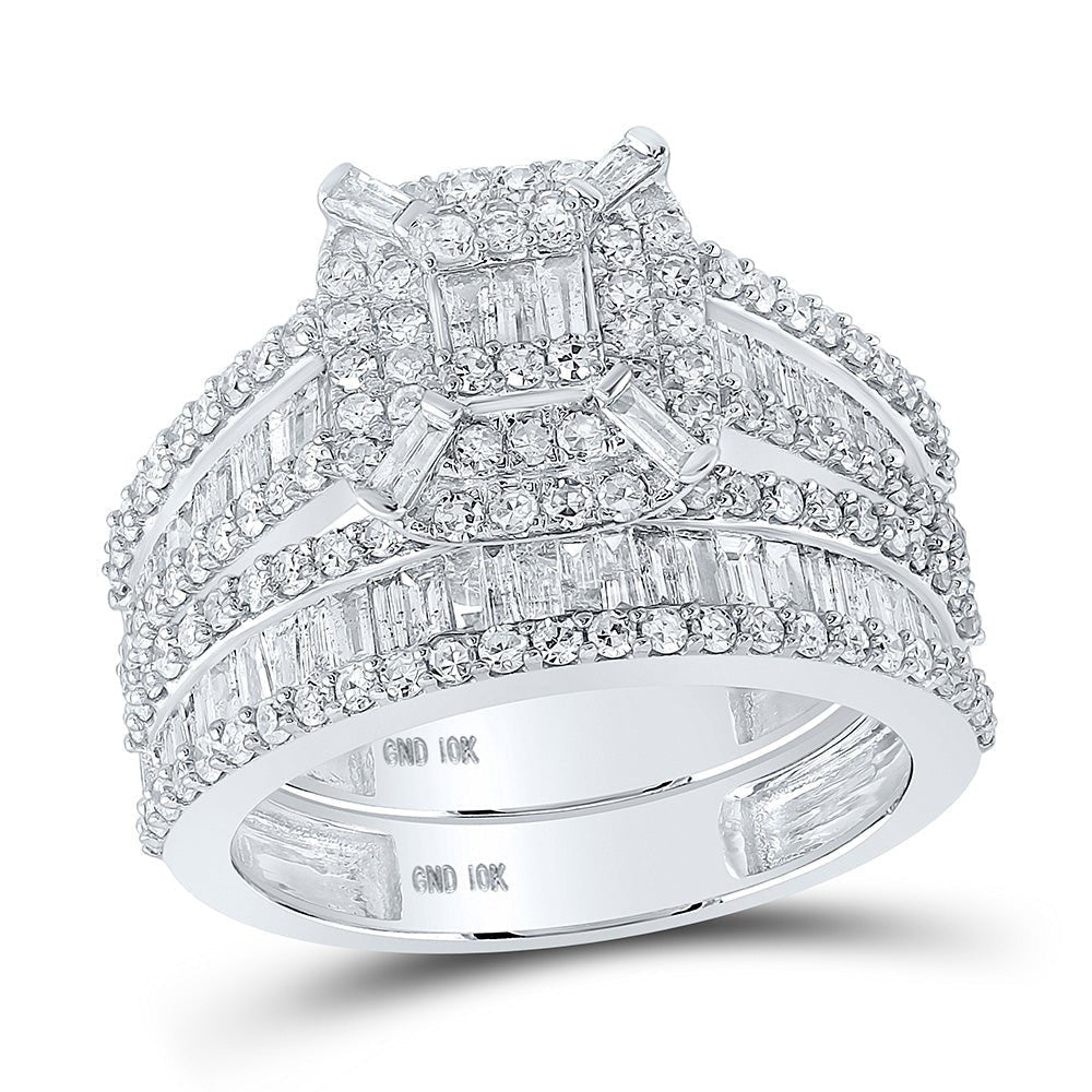 Dazzling Diamond Halo Wedding Ring Band Set - Splendid Jewellery