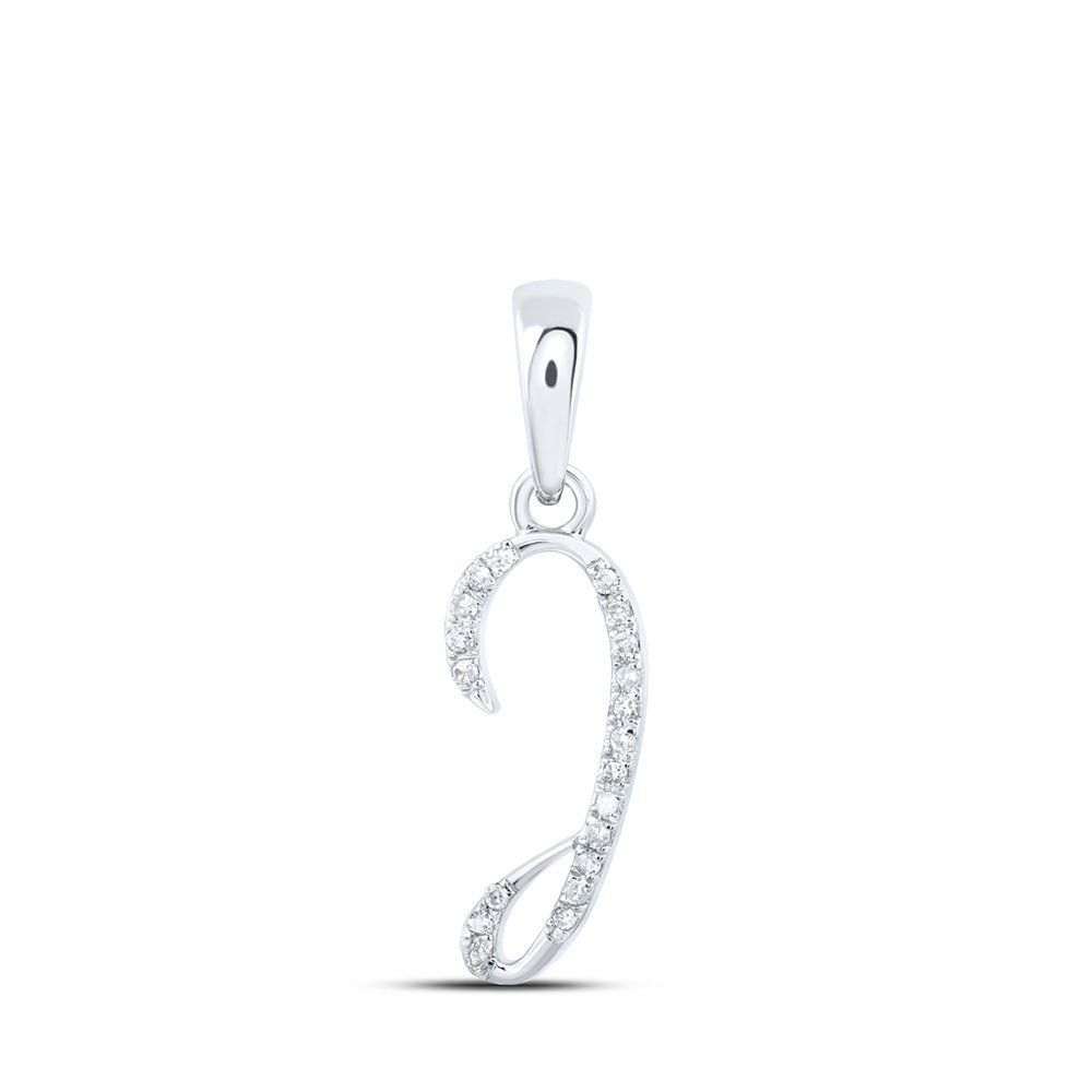 Dazzling Diamond "I" Initial Pendant: 10kt White Gold Womens Round Diamond Pendant 1/20 Cttw - Splendid Jewellery