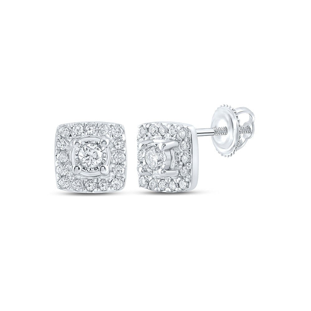 Dazzling Square Diamond Earrings in 10kt White Gold - Splendid Jewellery