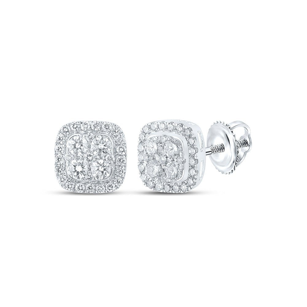 Dazzling Square Diamond Earrings in 10kt White Gold - Splendid Jewellery