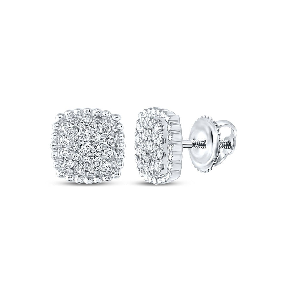 Dazzling Square Diamond Earrings in 10kt White Gold - Splendid Jewellery