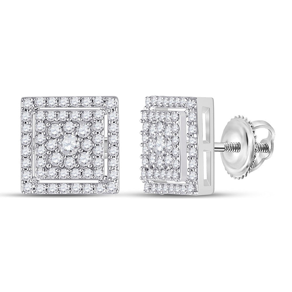Dazzling White Gold Diamond Square Earrings - Splendid Jewellery