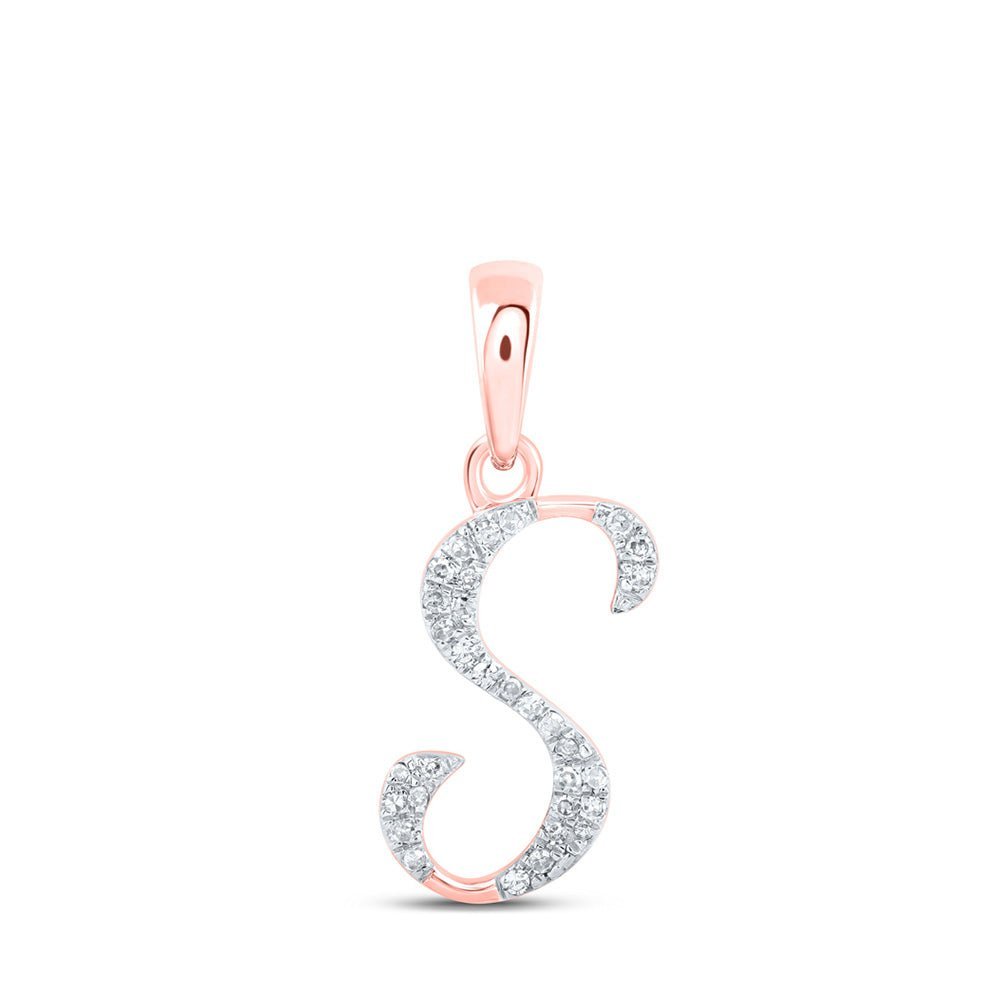 Delicate Sparkling Rose Gold Diamond Initial Pendant - Splendid Jewellery