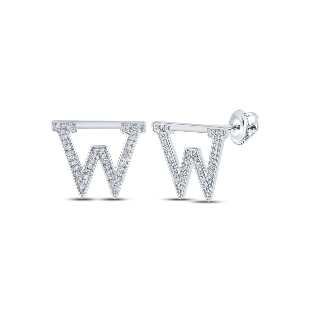 Diamond Initial Earrings in 10kt White Gold - Personalized Elegance - Splendid Jewellery