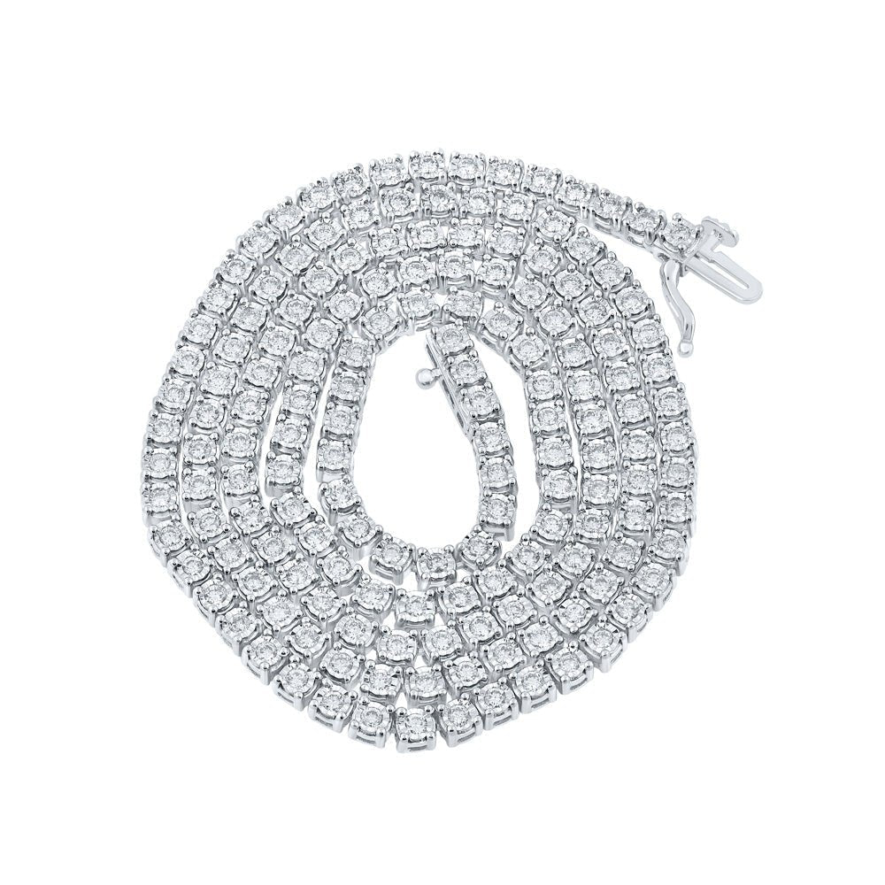 Elegant 10kt White Gold Men's Round Diamond Link Chain Necklace - 4 - 1/5 Cttw - Splendid Jewellery