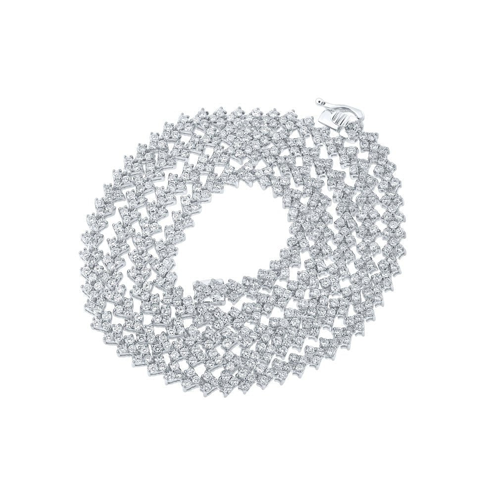 Elegant 10kt White Gold Round Diamond Link Chain Necklace for Men - 8 Cttw - Splendid Jewellery