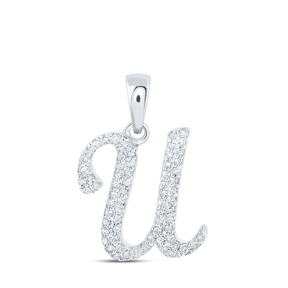 Elegant Diamond U Initial Pendant in 10kt White Gold - A Symbol of Personalized Sophistication - Splendid Jewellery