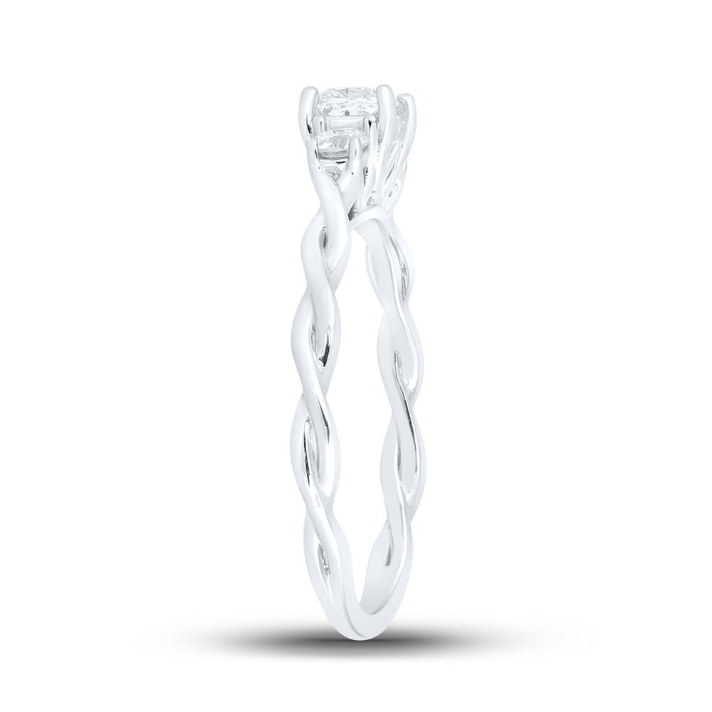 Elegant Essence 14kt White Gold Princess Diamond 3 - stone Bridal Wedding Engagement Ring 1/2 Cttw - Splendid Jewellery